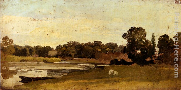 Study Of A River Landscape painting - John Linnell Study Of A River Landscape art painting